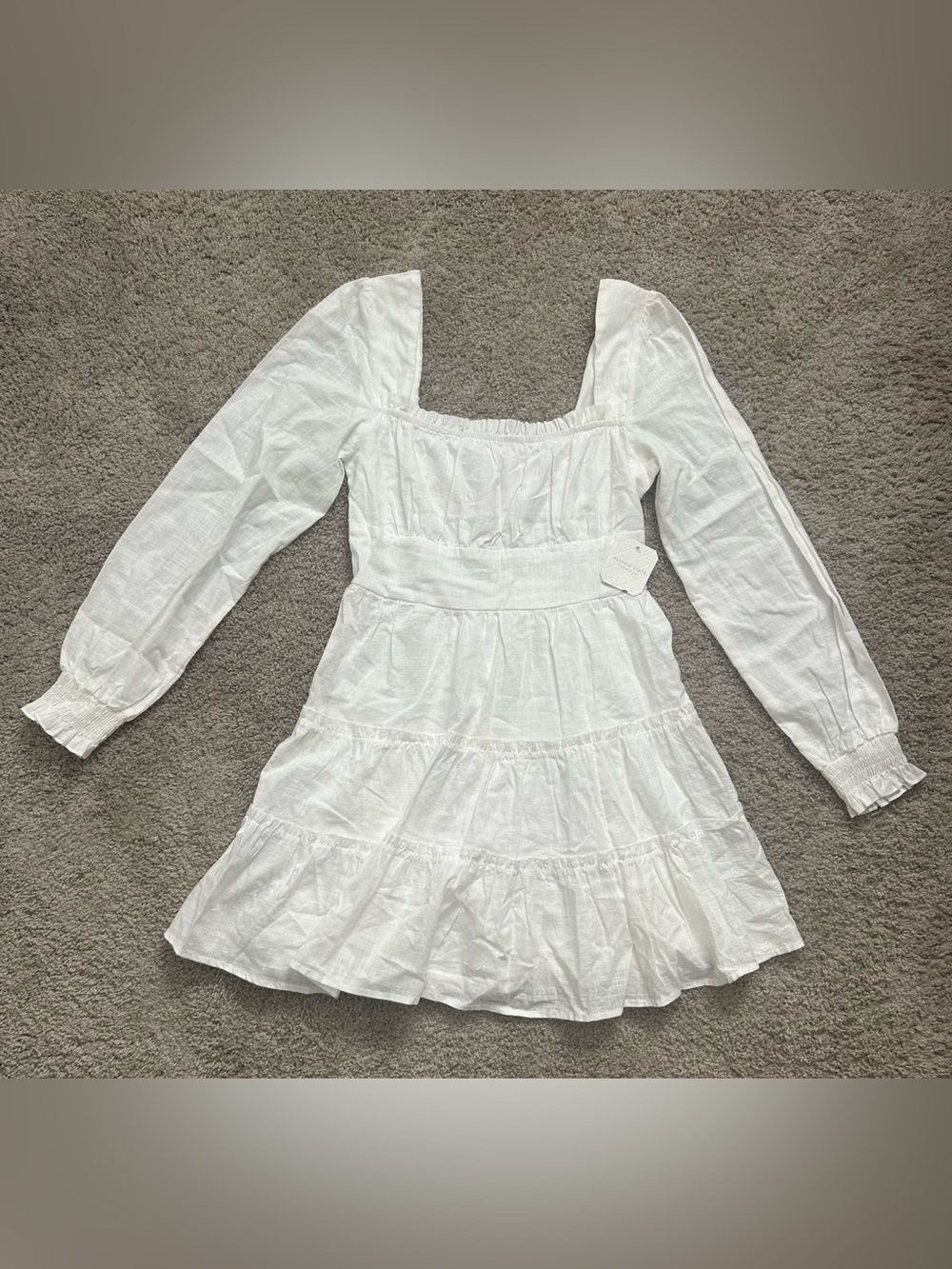 Altar'd State White Long-Sleeve Tiered Mini Dress